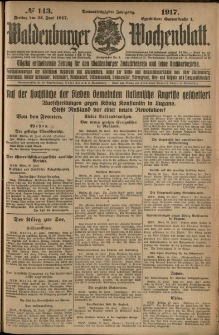 Waldenburger Wochenblatt, Jg. 63, 1917, nr 143