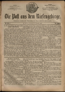 Die Post aus dem Riesengebirge, 1885, nr 278