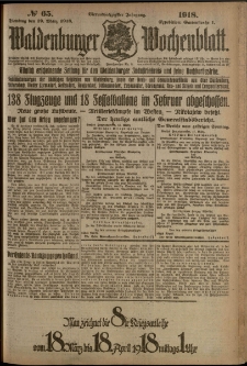 Waldenburger Wochenblatt, Jg. 64, 1918, nr 65