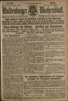 Waldenburger Wochenblatt, Jg. 64, 1918, nr 72