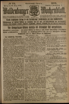 Waldenburger Wochenblatt, Jg. 64, 1918, nr 74