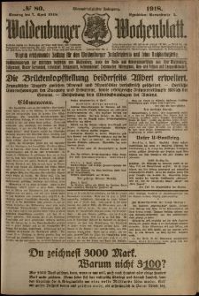Waldenburger Wochenblatt, Jg. 64, 1918, nr 80