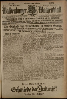 Waldenburger Wochenblatt, Jg. 64, 1918, nr 84