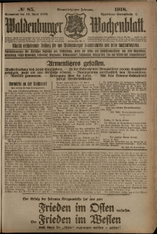 Waldenburger Wochenblatt, Jg. 64, 1918, nr 85