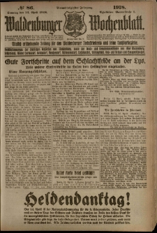 Waldenburger Wochenblatt, Jg. 64, 1918, nr 86