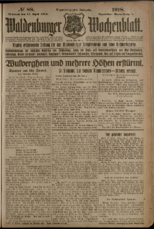 Waldenburger Wochenblatt, Jg. 64, 1918, nr 88