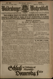 Waldenburger Wochenblatt, Jg. 64, 1918, nr 89