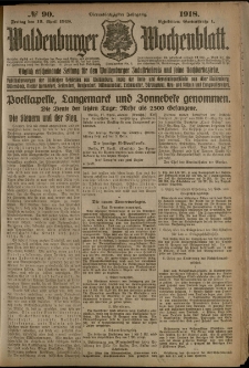 Waldenburger Wochenblatt, Jg. 64, 1918, nr 90