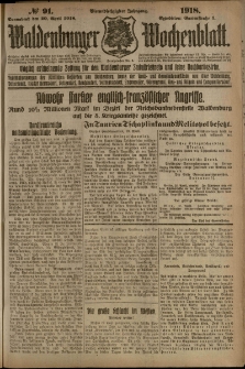 Waldenburger Wochenblatt, Jg. 64, 1918, nr 91