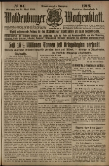 Waldenburger Wochenblatt, Jg. 64, 1918, nr 94