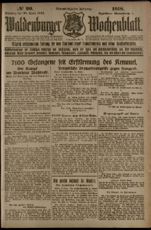 Waldenburger Wochenblatt, Jg. 64, 1918, nr 99