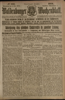 Waldenburger Wochenblatt, Jg. 64, 1918, nr 103
