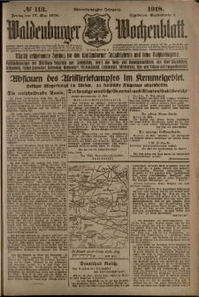 Waldenburger Wochenblatt, Jg. 64, 1918, nr 113