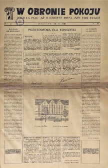W Obronie Pokoju = Pour la Paix = V Za&scaron;čitu Mira = For Peace, 1948, nr 1