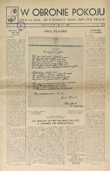 W Obronie Pokoju = Pour la Paix = V Za&scaron;čitu Mira = For Peace, 1948, nr 3