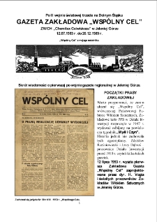 Gazeta Zakładowa „Wspólny Cel" ZWCH „Chemitex Celwiskoza” w Jeleniej Górze 12.07.1953 r. do 20.12.1989 r. : po II wojnie światowej trzecia na Dolnym Śląsku [Dokument elektroniczny]