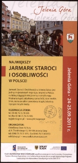 Największy Jarmark Staroci i Osobliwości w Polsce = Největší Jarmark Veteše a Starožitností v Polsku: Jelenia Góra - ulotka [Dokument życia społecznego]