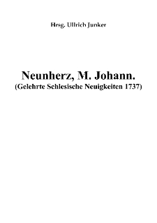 Neunherz, M. Johann (Gelehrte Schlesische Neuigkeiten 1737) [Dokument elektroniczny]