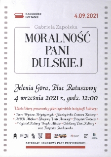 Narodowe Czytanie 2019. Gabriela Zapolska "Moralność Pani Dulskiej" - afisz [Dokument życia społecznego]