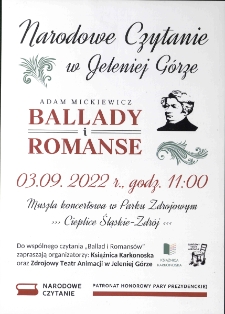 Narodowe Czytanie 2022. Adam Mickiewicz "Ballady i romanse" - plakat [Dokument życia społecznego]