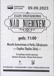 Narodowe Czytanie 2023. Eliza Orzeszkowa "Nad Niemnem" - ulotka [Dokument życia społecznego]