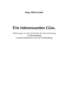 Ein interessantes Glas : Mitteilungen aus der Geschichte der Glasveredelung im Riesengebirge [Dokument elektroniczny]
