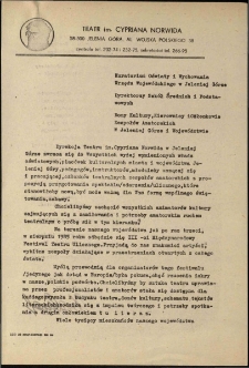 Dyrekcja Teatru im.Cypriana Norwida w Jeleniej G&oacute;rze zwraca się... [Dokument życia społecznego]