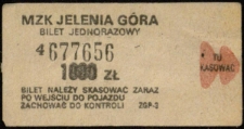 MZK Jelenia Góra - Bilet jednorazowy [Dokumenty życia społecznego]