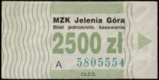 MZK Jelenia Góra - Bilet jednokrotnego kasowania (bilet 2)[Dokumenty życia społecznego]