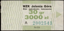 MZK Jelenia Góra - Bilet jednokrotnego kasowania (bilet 3)[Dokumenty życia społecznego]