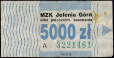 MZK Jelenia Góra - Bilet jednokrotnego kasowania (bilet 6)[Dokumenty życia społecznego]