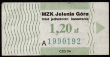 MZK Jelenia Góra - Bilet jednokrotnego kasowania (bilet 7)[Dokumenty życia społecznego]