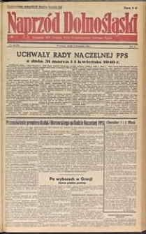 Naprzód Dolnośląski : dziennik W[ojewódzkiego] K[omitetu] Polskiej Partii Socjalistycznej Dolnego Śląska, 1946, nr 46 [3.04]