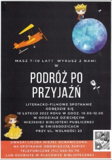 Podróż po przyjaźn : spotkanie literacko-filmowe - plakat [Dokument życia społecznego]