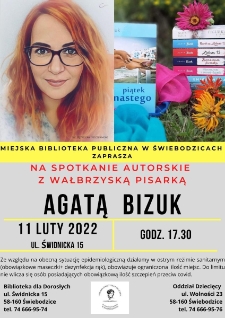 Spotkanie autorskie z Agatą Bizuk - plakat [Dokument życia społecznego]