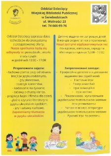 Zajęcia dla dzieci z Ukrainy - plakat [Dokument życia społecznego]