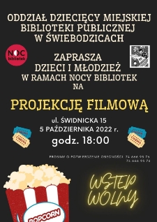Noc Bibliotek : Projekcja filmowa - plakat [Dokument życia społecznego]