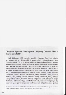 Okręgowa Wystawa Filatelistyczna "Miniatury Czesława Słani - Jelenia Góra 1994"