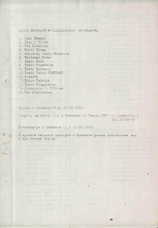 X Międzynarodowy Festiwal Teatr&oacute;w Ulicznych - Lista zespoł&oacute;w i harmonogram [Dokument życia społecznego]