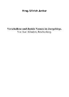 Verschollene und dunkle Namen im Jsergebirge [Dokument elektroniczny]