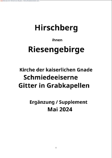 Hirschberg im Riesengebirge. Kirche der kaiserlichen Gnade Schmiedeeiserne Gitter in Grabkapellen : Ergänzung / Supplement Maj 2024 [Dokument elektroniczny]