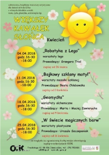 Większy Kawałek Słońca : kwiecień - plakat [Dokument życia społecznego]