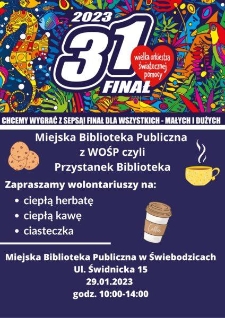 Miejska Biblioteka Publiczna z WOŚP, czyli Przystanek Biblioteka - plakat [Dokument życia społecznego]