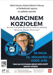 Spotkanie autorskie z Marcinem Koziołem - plakat [Dokument życia społecznego]