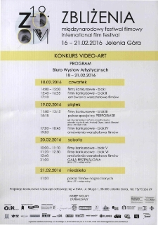 19. Międzynarodowy Festiwal Filmowy Zoom Zbliżenia. Konkurs Video - Art - plakat [Dokument życia społecznego]