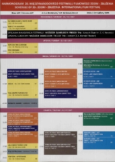 Harmonogram 20. Międzynarodowego Festiwalu Filmowego Zoom Zbliżenia - folder [Dokument życia społecznego]