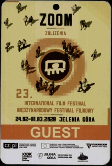 Zoom Zbliżenia. 23. International Film Festival : GUEST = 23. Międzynarodowy Festiwal Filmowy : GUEST - identyfikator [Dokument życia społecznego]