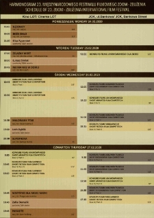 Harmonogram 23. Międzynarodowego Festiwalu Filmowego Zoom- Zbliżenia - folder [Dokument życia społecznego]