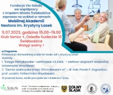 Wykład w ramach Mobilnej Akademii Nestora im. Krystyny Lasek - plakat [Dokument życia społecznego]