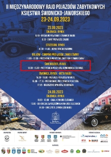 II Międzynarodowy Rajd Pojazd&oacute;w Zabytkowych Księstwa Świdnicko-Jaworskiego - plakat [Dokument życia społecznego]